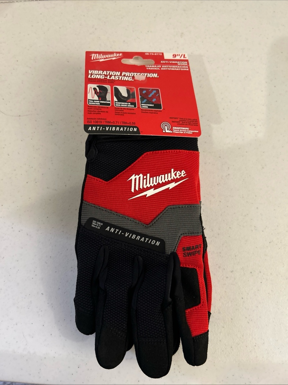 Men's Anti-Vibration Work Gloves - Black & Red L NWT
